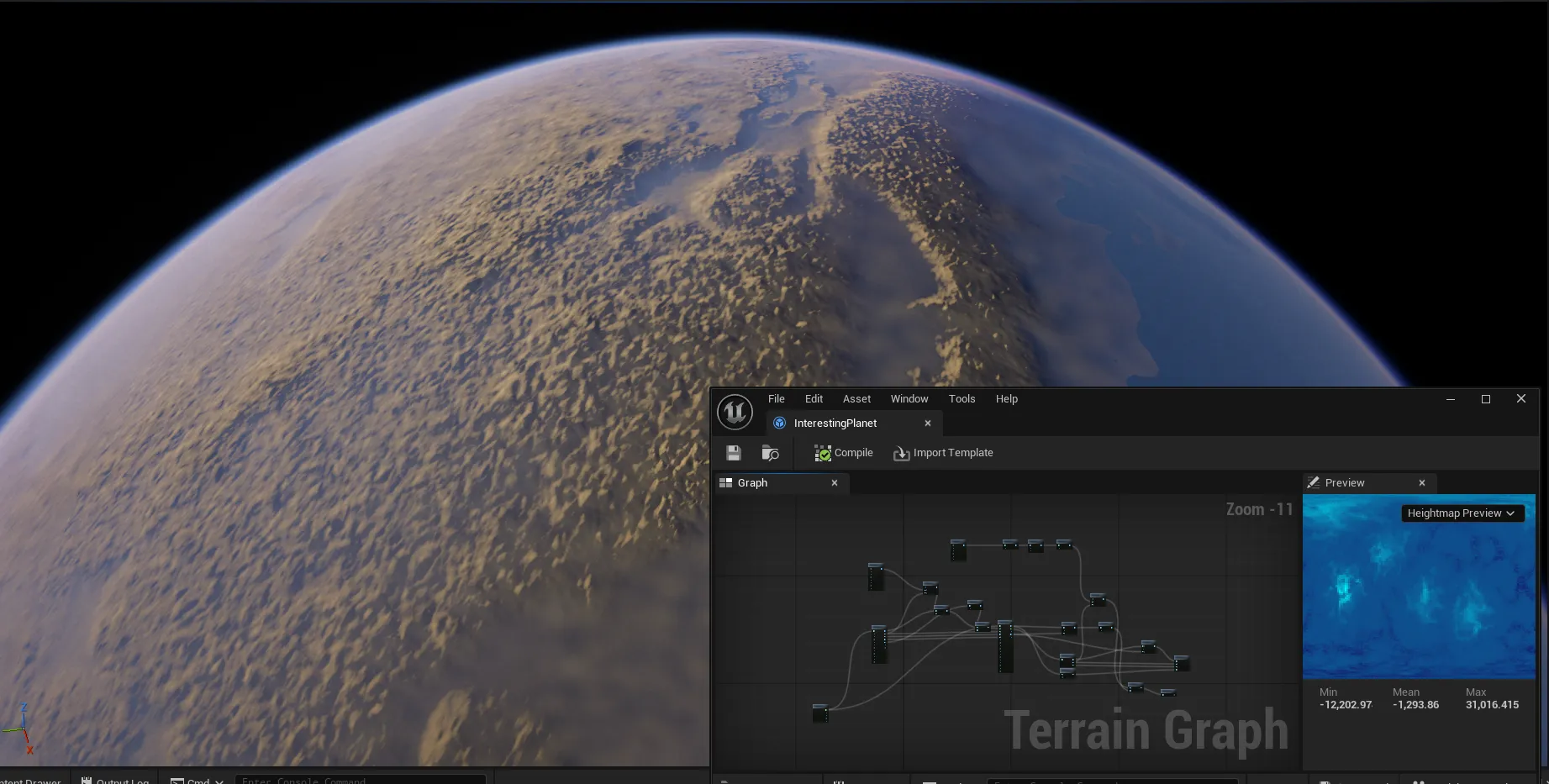 Metaplanets Creator editor controls for Unreal Engine planet generation